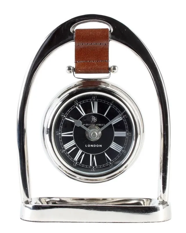 Casa Padrino designer luxury horsebit real leather nickel-plated brass 18 x 5 x H. 24.5 cm - Noble & magnificent Sale