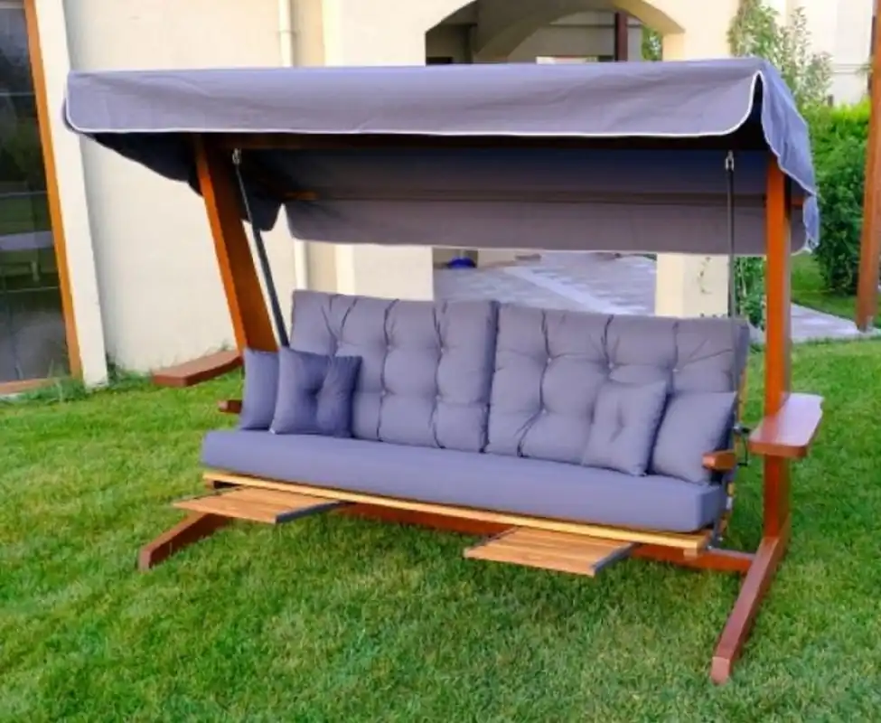 Preiswert Casa Padrino Luxury Hollywood Swing Purple / Brown - Weatherproof Garden Swing with Sun Roof - Garden Terraces Swing - Hotel Furniture - Luxury Quality
