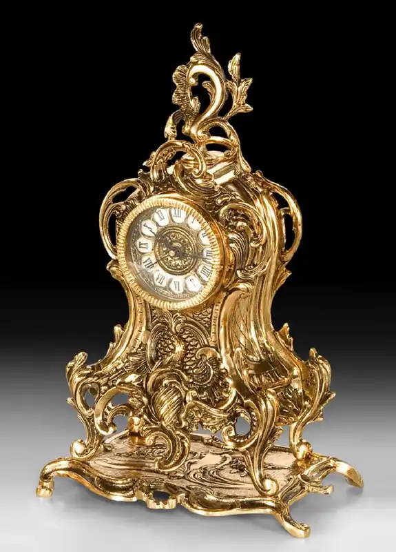 Casa Padrino luxury baroque table clock gold 24 x H. 40 cm - Handmade bronze clock baroque style - Baroque desk clock - Baroque desk decoration - Baroque decorative accessories Geprüft