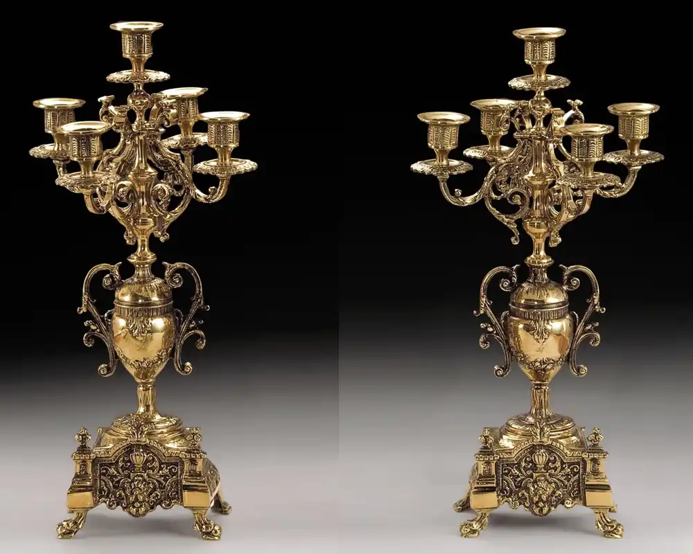 Casa Padrino luxury baroque candle holder set gold Ø 23 x H. 43 cm - Handmade baroque style bronze candlesticks - Baroque decorative accessories - Baroque interior - Noble & Magnificent Preisknaller