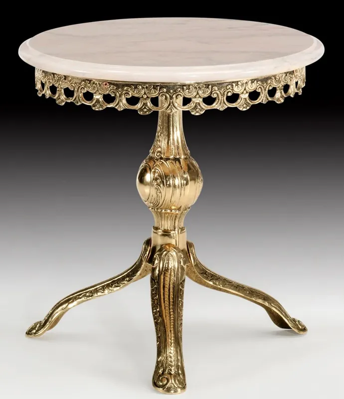 Casa Padrino luxury baroque side table gold / white - Round bronze table with marble top - Luxury furniture in baroque style - Baroque style living room furniture - Noble & Magnificent Kracherpreis