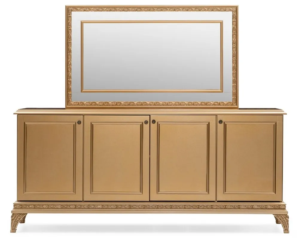 Echt Casa Padrino luxury baroque sideboard with mirror gold - Luxury furniture in baroque style - Baroque furniture - Baroque furnishings - Noble & Magnificent