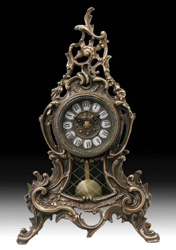 Ausverkauf Casa Padrino luxury baroque table clock 26 x H. 42 cm - Handmade bronze clock baroque style - Baroque desk clock - Baroque desk decoration - Baroque decorative accessories