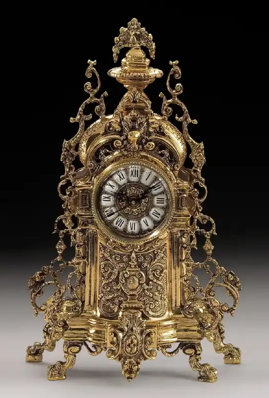 Casa Padrino luxury baroque table clock gold 30 x H. 49 cm - Handmade bronze clock baroque style - Baroque desk clock - Baroque desk decoration - Baroque decorative accessories Preisreduziert