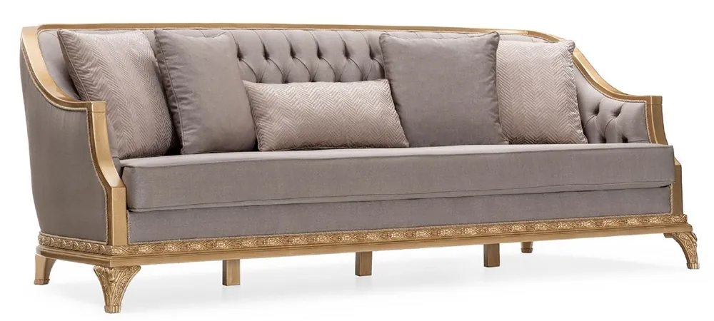 Neue Kollektion Casa Padrino luxury baroque living room sofa gray / gold - Handmade baroque style sofa with decorative pillows - Luxury living room furniture in baroque style