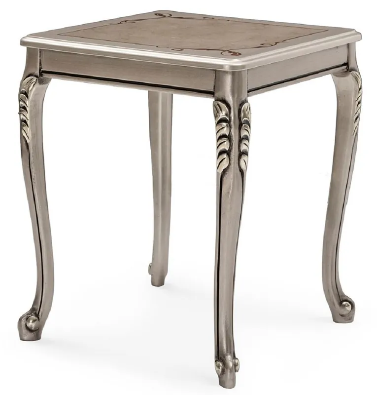 Casa Padrino luxury baroque side table silver - Square baroque style solid wood table - Luxury living room furniture in baroque style - Baroque furniture - Noble & Magnificent Sichere Zahlung