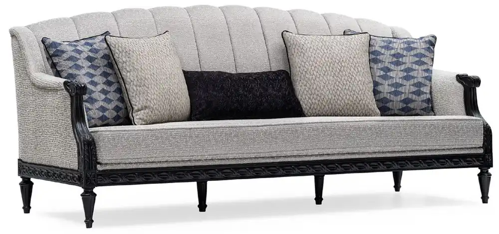Günstig Casa Padrino luxury baroque living room sofa silver / black - Handmade baroque style sofa with decorative pillows - Noble & Magnificent - Luxury living room furniture in baroque style