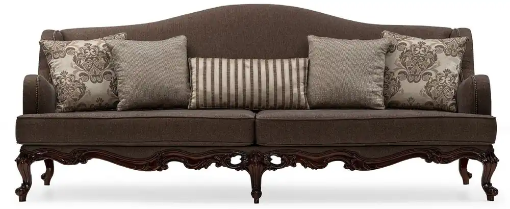 Casa Padrino luxury baroque living room sofa gray / brown - Handmade baroque style sofa with decorative pillows - Luxury living room furniture in baroque style - Baroque furniture Neue Kollektion