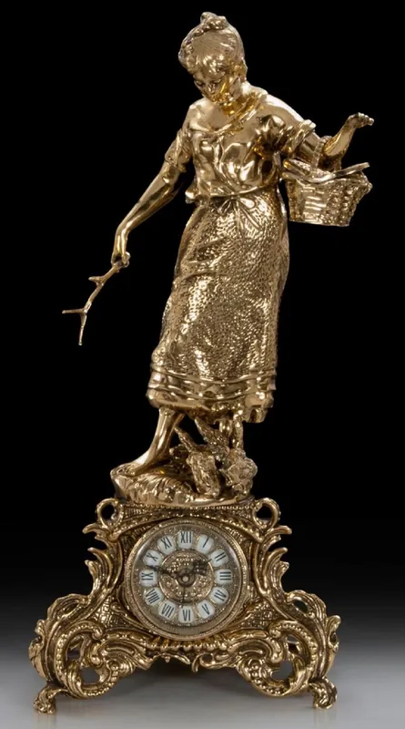 Casa Padrino luxury baroque table clock gold 29 x H. 62 cm - Handmade bronze clock baroque style - Baroque desk clock - Baroque desk decoration - Baroque decorative accessories Expressversand