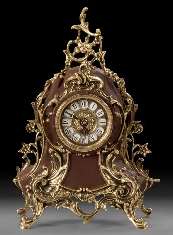 Casa Padrino luxury baroque table clock gold / brown 19 x H. 35 cm - Handmade bronze clock baroque style - Baroque desk clock - Baroque desk decoration - Baroque decorative accessories Neue Kollektion