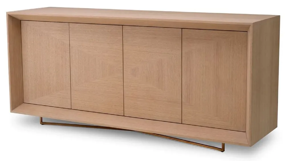 Casa Padrino luxury sideboard natural / brass 180 x 50 x H. 80.5 cm - Oak veneer cabinet with 4 doors - Luxury furniture - Hotel furniture - Luxury furnishings Meistverkauft