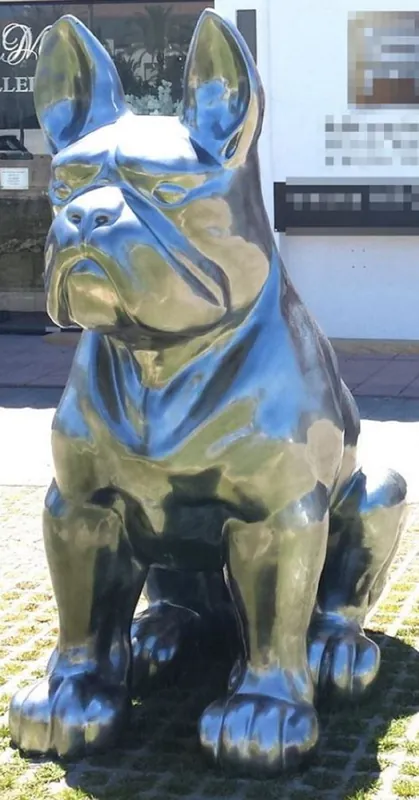 Top-Angebot Casa Padrino luxury decorative sculpture dog bulldog silver 220 x 130 x H. 250 cm - Giant garden sculpture - Giant garden figure - XXL decorative sculpture - XXL decorative animal figure