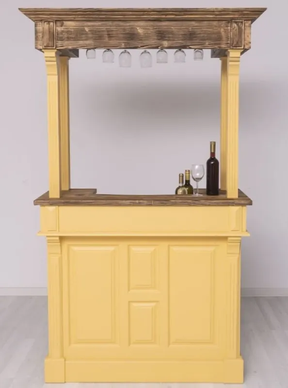 Direkt Vom Hersteller Casa Padrino country style bar counter yellow / brown 140 x 51 x H. 210 cm - Solid wood counter table - Solid wood bar furniture - Bar furniture country style - Country style furnishings