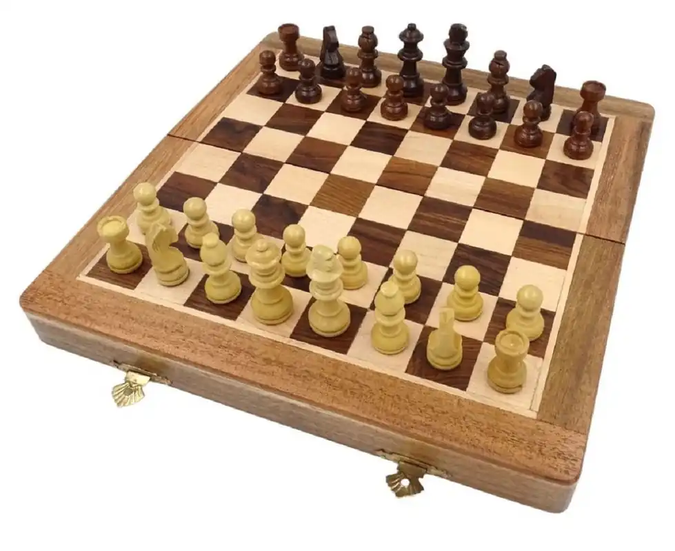 Casa Padrino luxury chess set brown / beige 25 x 25 cm - Foldable wooden chess set - Wooden chess board with wooden chess pieces - Luxury decorative accessories Nur Heute