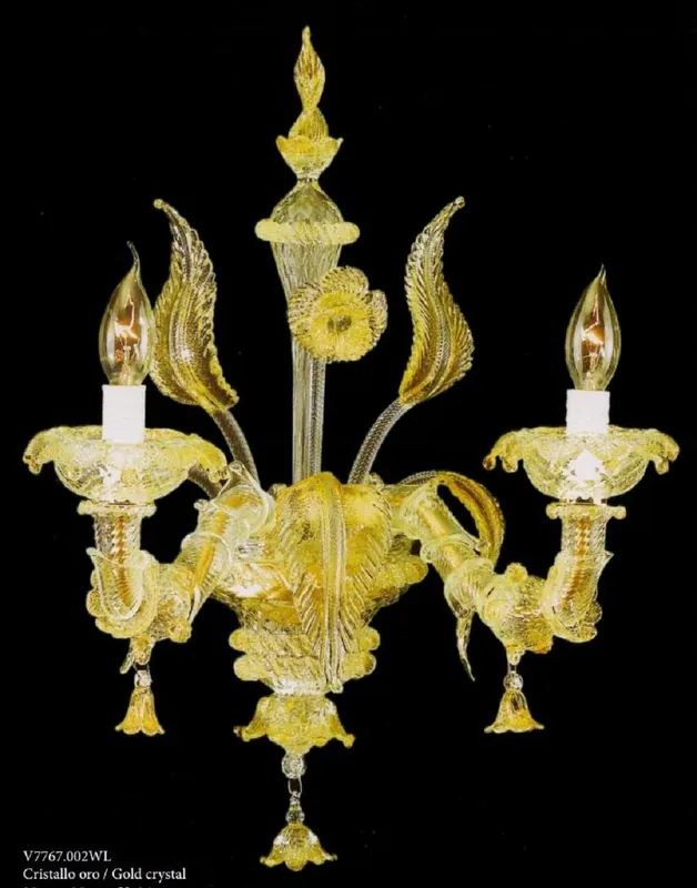 Direkt Vom Hersteller Casa Padrino luxury baroque double wall lamp gold 25 x 25 x H. 36 cm - Magnificent baroque style Murano glass wall lamp - Baroque lights - Luxury quality - Made in Italy
