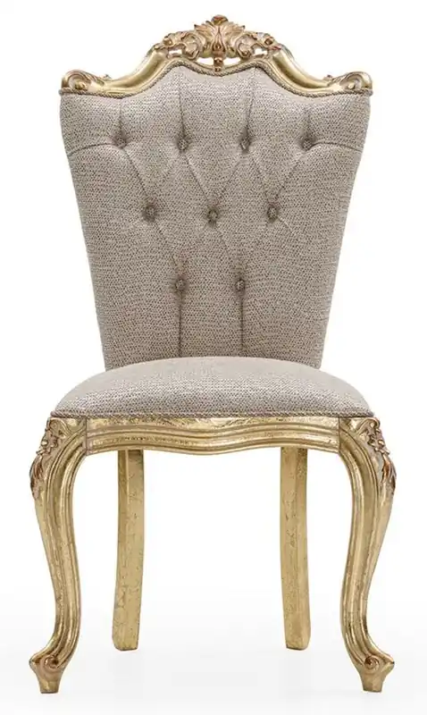Casa Padrino luxury baroque dining room chair gray / gold - Magnificent baroque style kitchen chair - Luxury dining room furniture baroque style - Baroque furniture - Noble & Magnificent Sichere Zahlung