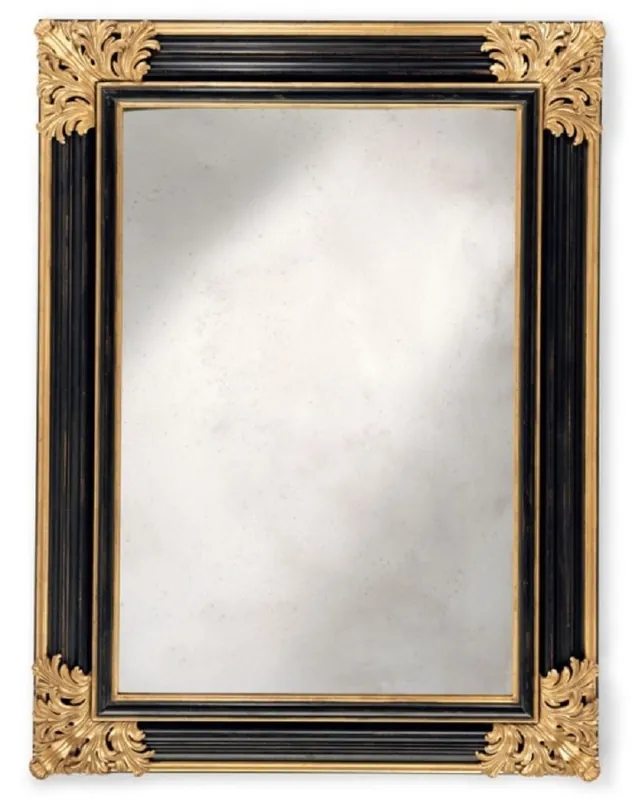 Casa Padrino luxury baroque mirror black / gold - Handmade Italian baroque style wall mirror with antique mirror glass - Luxury furniture in baroque style - Luxury Quality - Made in Italy Echt