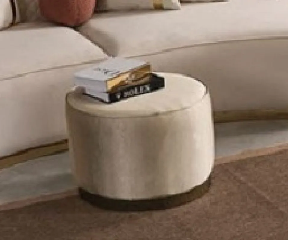 Bestpreis Casa Padrino luxury stool cream / gold Ø 50 x H. 43 cm - Round living room stool - Living room furniture - Luxury furniture - Luxury furnishings