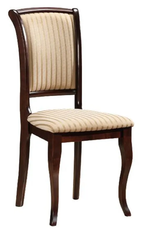 Casa Padrino Art Nouveau dining chair cream / gold / dark brown 44 x 44 x H. 96 cm - Elegant solid wood kitchen chair with stripes - Baroque & Art Nouveau dining room furniture Zertifiziert