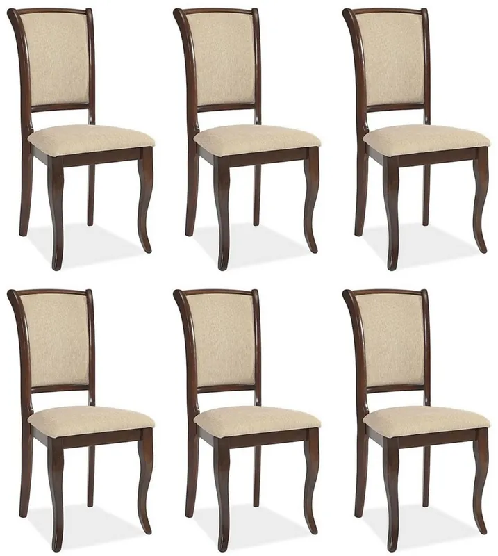 Casa Padrino Art Nouveau Dining Chair Set of 6 Cream / Dark Brown 44 x 44 x H. 96 cm - Elegant Solid Wood Kitchen Chairs - Baroque & Art Nouveau Dining Room Furniture Jetzt Bestellen