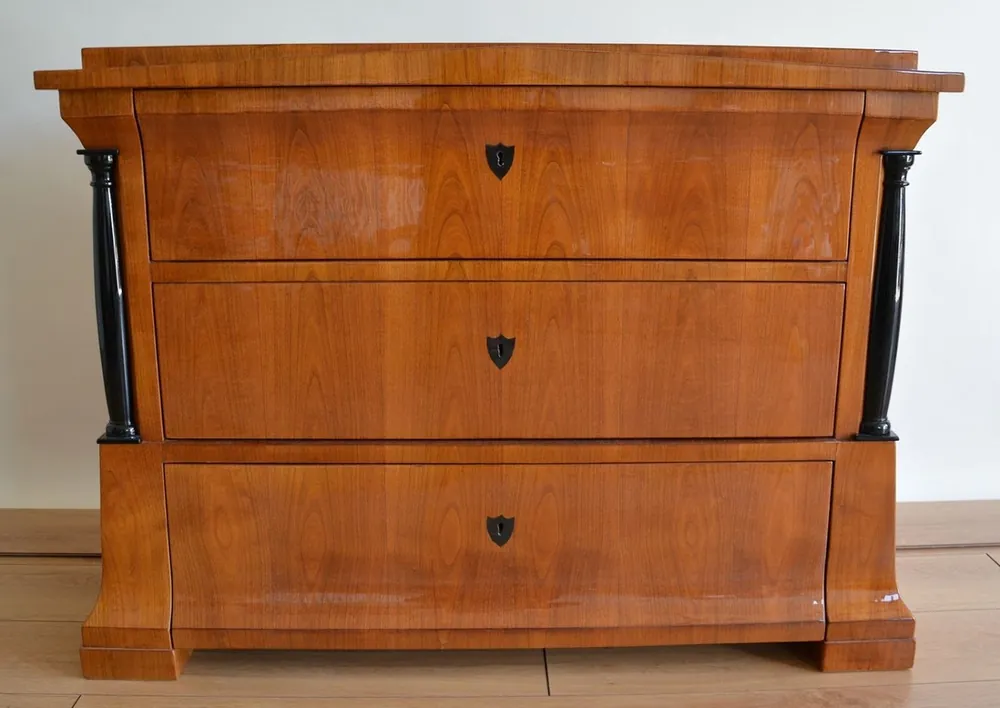Casa Padrino luxury Biedermeier solid wood dresser with 3 drawers brown / black 100 x 60 x H. 80 cm - Bedroom chest of drawers - Solid wood furniture - Bedroom furniture - Biedermeier furniture Top-Angebot