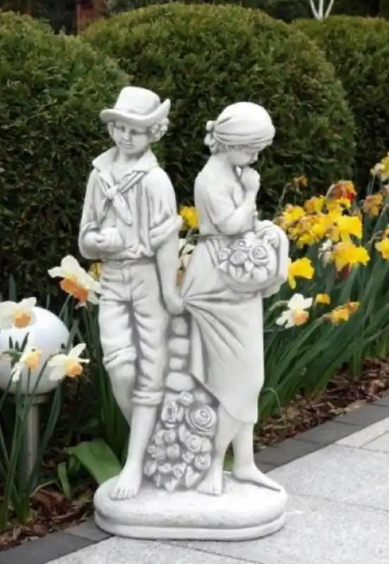 Casa Padrino Art Nouveau Garden Decoration Sculpture Loving Couple Gray H. 87 cm - Elegant Garden Decoration Stone Figure - Baroque & Art Nouveau Garden Decoration Accessories Neue Kollektion
