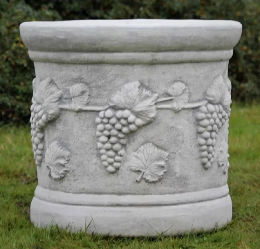 Sonderaktion Casa Padrino baroque garden decorative flower pot gray Ø 44 x H. 46 cm - Round baroque style plant pot - Baroque garden decoration - Baroque terrace decoration - Baroque decoration accessories