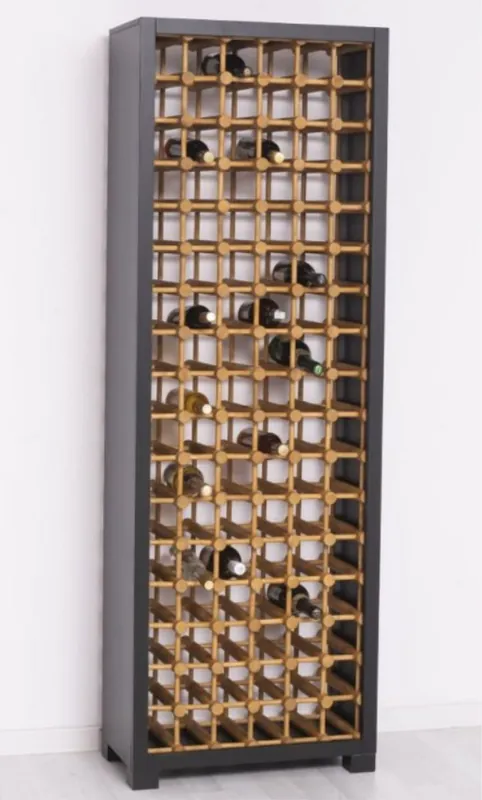 Casa Padrino country style solid wood wine cabinet black / natural 68 x 35 x H. 200 cm - Solid wood wine rack in country style - Solid wood bar furniture - Country style bar furniture Günstig