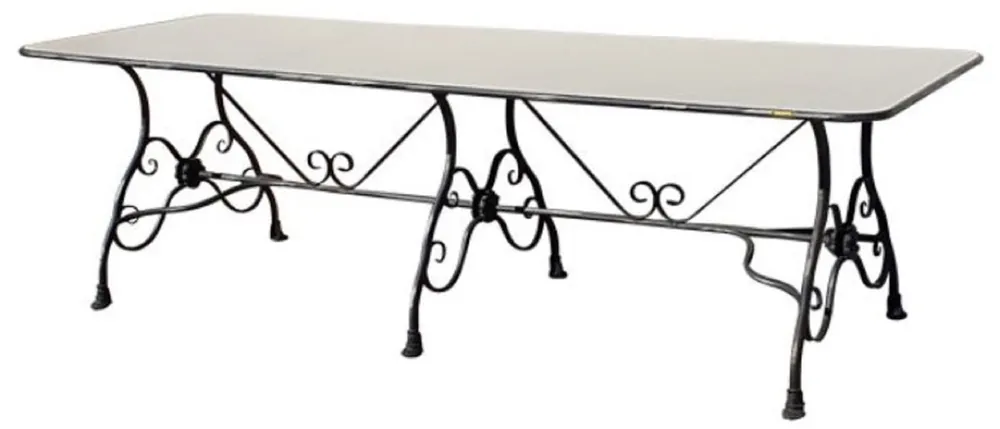 Casa Padrino Art Nouveau garden dining table antique cream / antique brown 250 x 90 x H. 75 cm - Nostalgic garden table - Art Nouveau wrought iron garden furniture - Nostalgic garden furniture Neue Kollektion