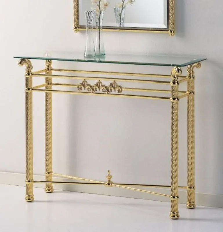 Casa Padrino luxury brass console 103 x 36 x H. 80 cm - Rectangular console table with glass top - Luxury furniture - Hotel furniture - Luxury quality - Made in Italy Jetzt Kaufen