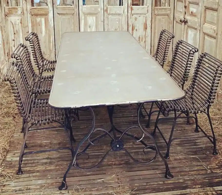 Bestseller Casa Padrino Art Nouveau Wrought Iron Garden Furniture Set Antique Cream / Antique Brown - 1 Art Nouveau Garden Dining Table & 6 Art Nouveau Garden Chairs - Baroque & Art Nouveau Garden Furniture