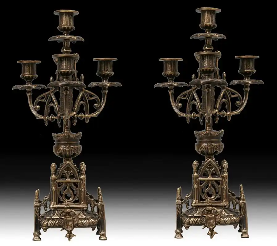 Casa Padrino luxury baroque bronze candle holder set Ø 21 x H. 41 cm - Handmade baroque style bronze candlesticks - Baroque decorative accessories - Baroque interior - Noble & Magnificent Finale Aktion