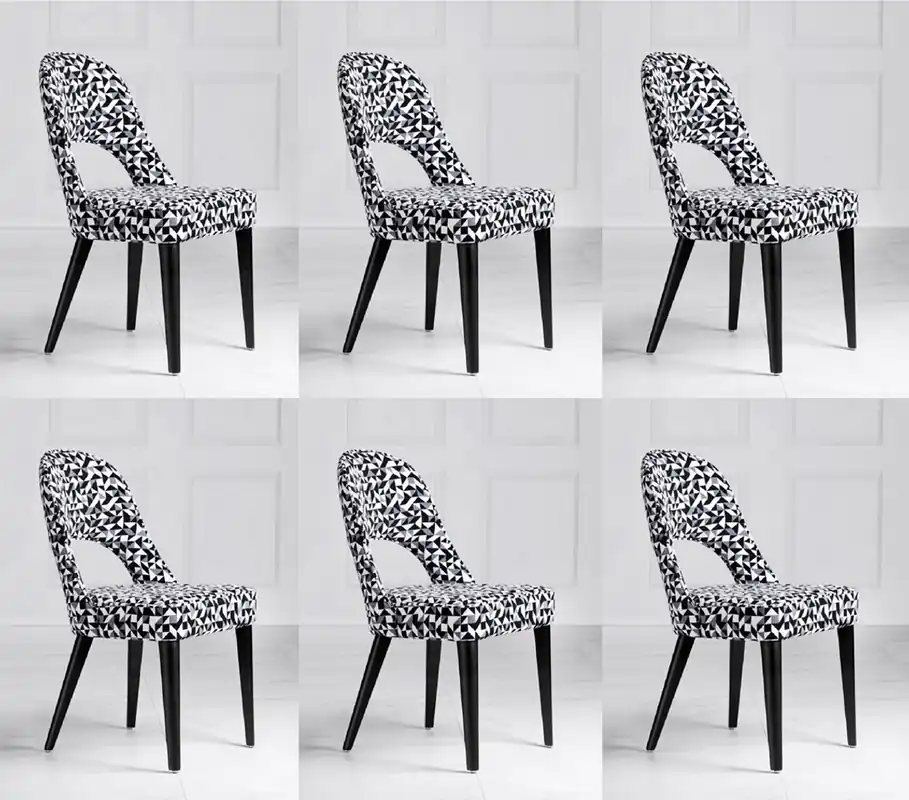 Neue Kollektion Casa Padrino luxury Art Deco dining chair set of 6 white / gray / black 49 x 61 x H. 89 cm - Art Deco kitchen chairs with pattern - Dining room furniture - Luxury furniture - Art Deco furniture