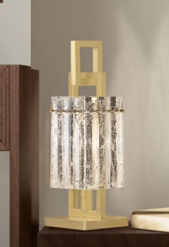 Finale Aktion Casa Padrino luxury table lamp brass 15.5 x 15.5 x H. 41.5 cm - Metal bedside lamp with glass lampshade - Luxury table lamps - Luxury quality - Made in Italy