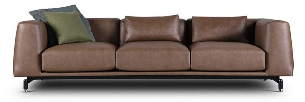 Top-Angebot Casa Padrino luxury leather sofa vintage brown / black / silver 260 x 93 x H. 67 cm - Living room sofa with high quality genuine leather - Luxury living room furniture - Hotel furniture