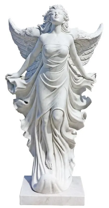 Knallerangebot Casa Padrino Luxury Art Nouveau Marble Deco Sculpture Angel White H. 170 cm - Magnificent Garden Marble Deco Figure - Baroque & Art Nouveau Garden Marble Deco Accessories - Noble & Magnificent
