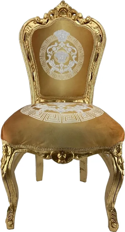 Mega-Angebot Casa Padrino baroque dining room chair gold pattern / gold - Handmade Antique Style Solid Wood Chair - Baroque Dining Room Furniture