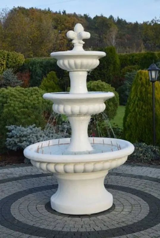 Jetzt Kaufen Casa Padrino baroque fountain white Ø 120 x H. 205 cm - Magnificent garden fountain in baroque style - Round garden decoration stone fountain - Baroque garden decoration accessories