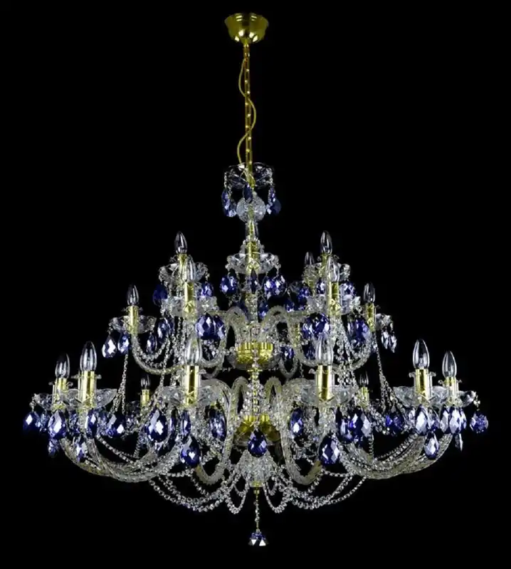 Preisknaller Casa Padrino luxury baroque chandelier gold / blue Ø 105 x H. 90 cm - Magnificent baroque style chandelier with Bohemian crystal glass - Noble & Magnificent