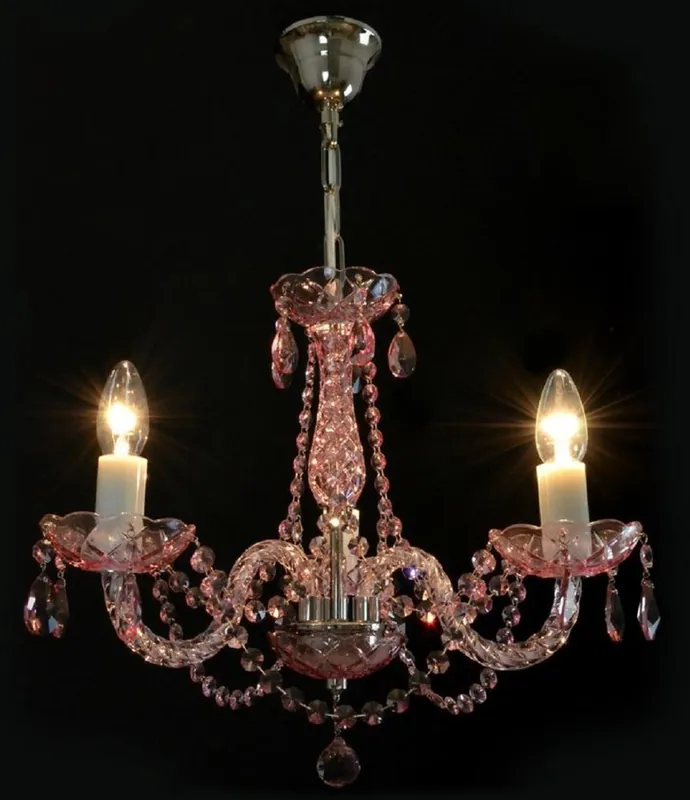 Casa Padrino luxury baroque chandelier pink / silver Ø 40 x H. 38 cm - Magnificent baroque style chandelier with Bohemian crystal glass - Noble & Magnificent Online Kaufen