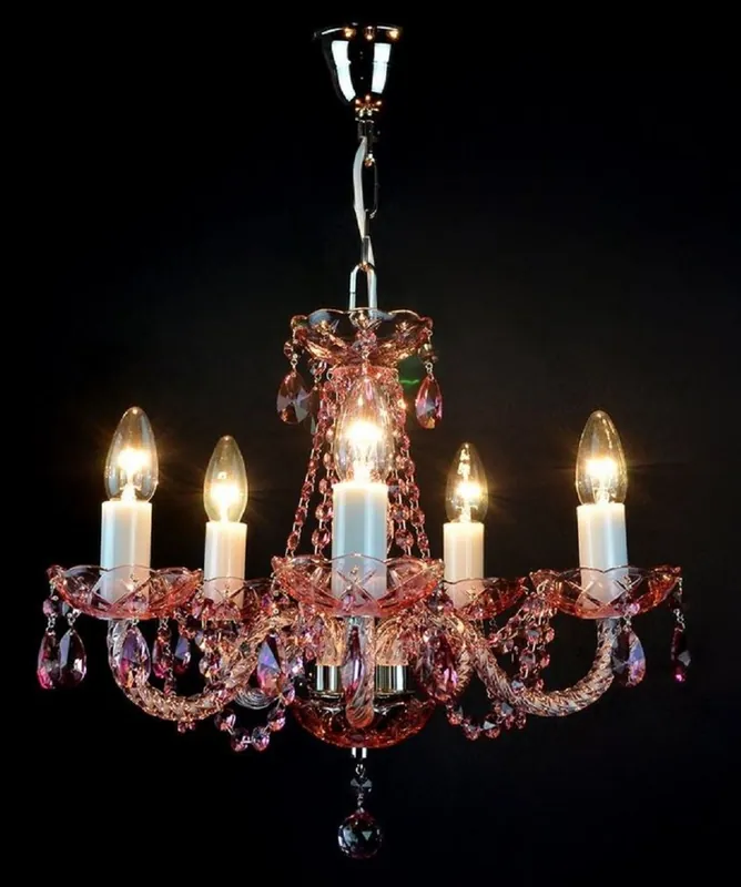 Casa Padrino luxury baroque chandelier pink / silver Ø 45 x H. 38 cm - Magnificent baroque style chandelier with Bohemian crystal glass - Noble & Magnificent Schneller Versand