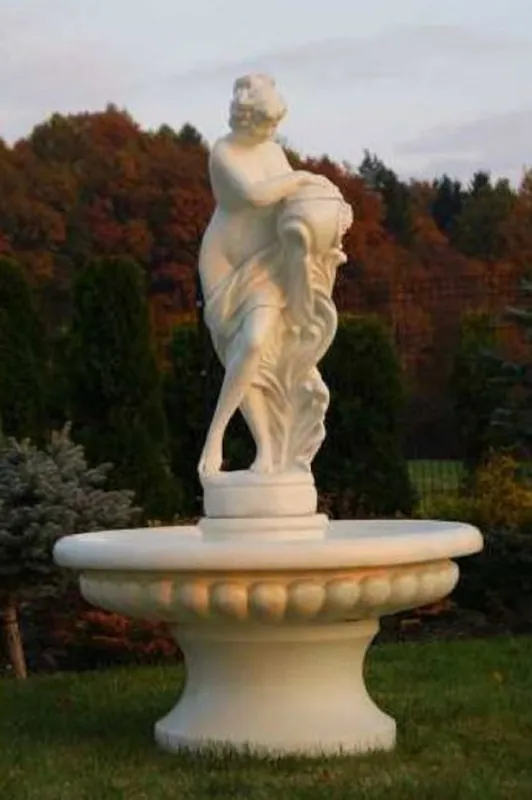 Direktkauf Casa Padrino baroque fountain sand Ø 120 x H. 196 cm - Magnificent garden fountain in baroque style - Round garden decoration stone fountain - Baroque garden decoration accessories