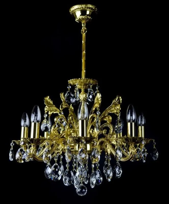 Saisonangebot Casa Padrino luxury baroque chandelier gold Ø 56 x H. 54 cm - Magnificent brass chandelier with Bohemian crystal glass - Baroque furniture - Noble & Magnificent