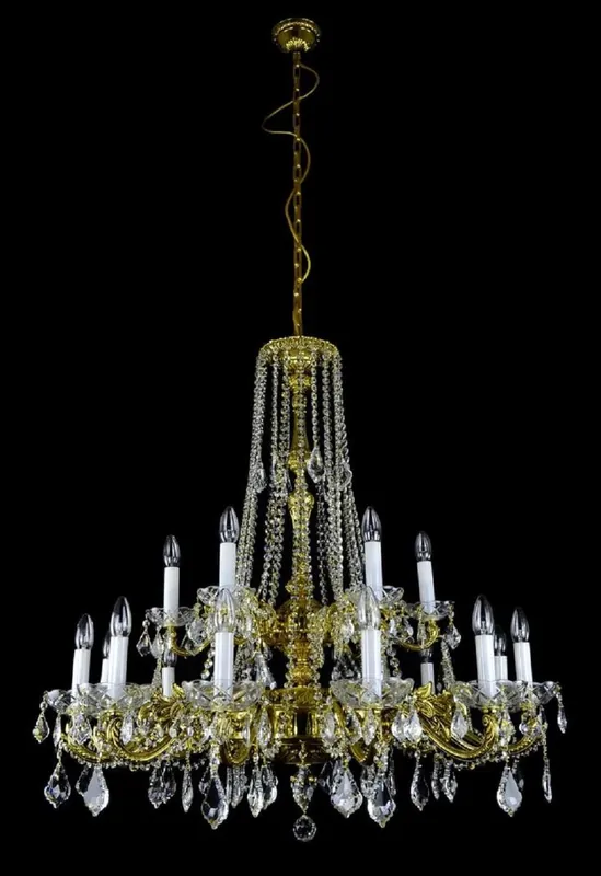 Nur Für Kurze Zeit Casa Padrino luxury baroque chandelier gold Ø 95 x H. 95 cm - Magnificent brass chandelier with Bohemian crystal glass - Baroque furniture - Noble & Magnificent