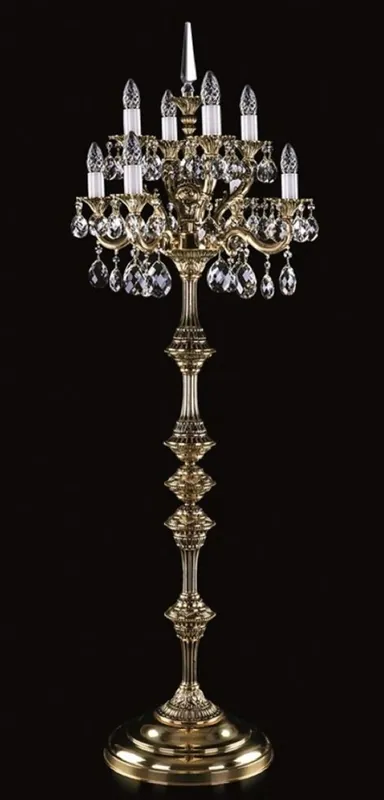 Casa Padrino luxury baroque crystal floor lamp antique brass Ø 56 x H. 152 cm - Magnificent brass floor lamp with Bohemian crystal glass - Baroque crystal lights - Baroque furniture Abverkauf