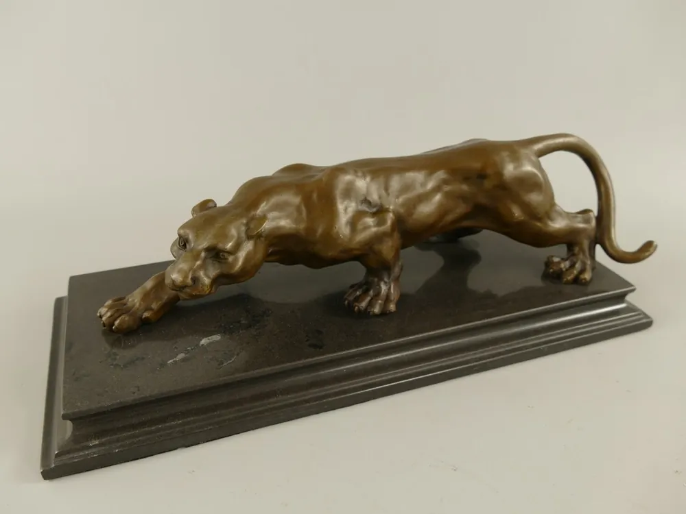Direktkauf Casa Padrino luxury bronze sculpture leopard on marble base 40 cm antique style