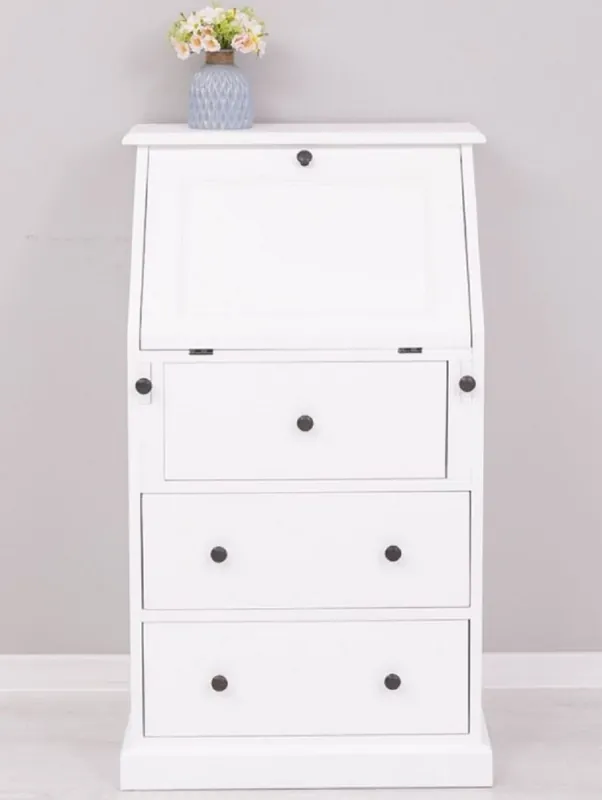 Casa Padrino country style secretary chest of drawers white 65 x 45 x H. 110 cm - Solid wood cabinet with 5 drawers - Solid wood furniture - Country style furniture Heißes Angebot