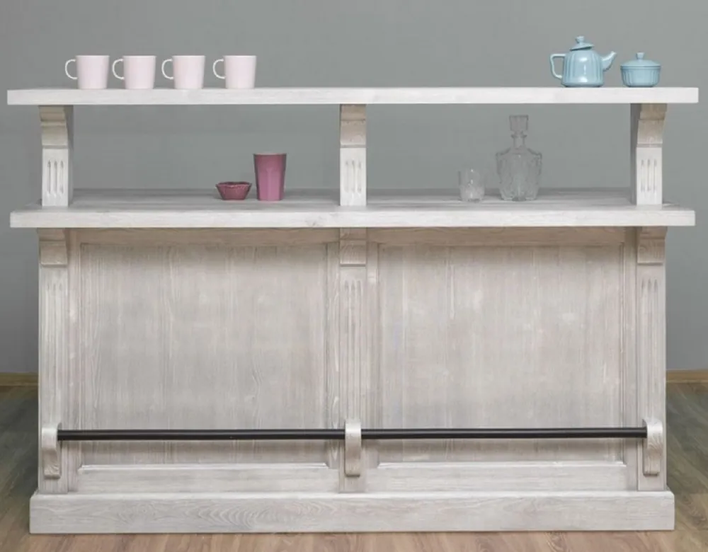 Letzte Chance Casa Padrino country style bar counter gray 180 x 68 x H. 120 cm - Solid wood counter table - Solid wood bar furniture - Bar furniture country style - Country style furnishings