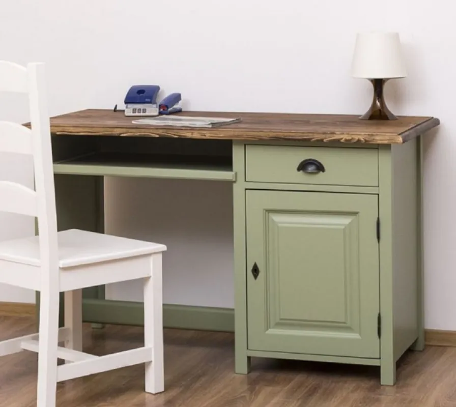 Nur Heute Casa Padrino country style desk green / dark brown 130 x 60 x H. 78 cm - Solid wood secretary in country style - Office furniture - Solid wood furniture - Country style furniture