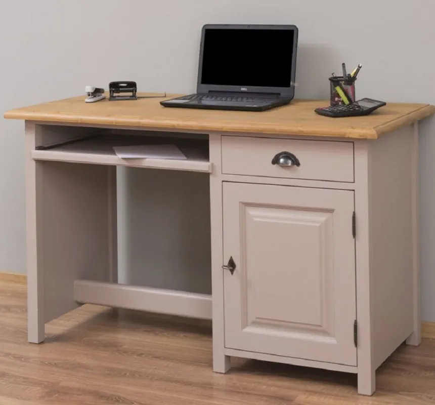 Must-Have Casa Padrino country style desk gray / natural 130 x 60 x H. 78 cm - Solid wood secretary in country style - Office furniture - Solid wood furniture - Country style furniture